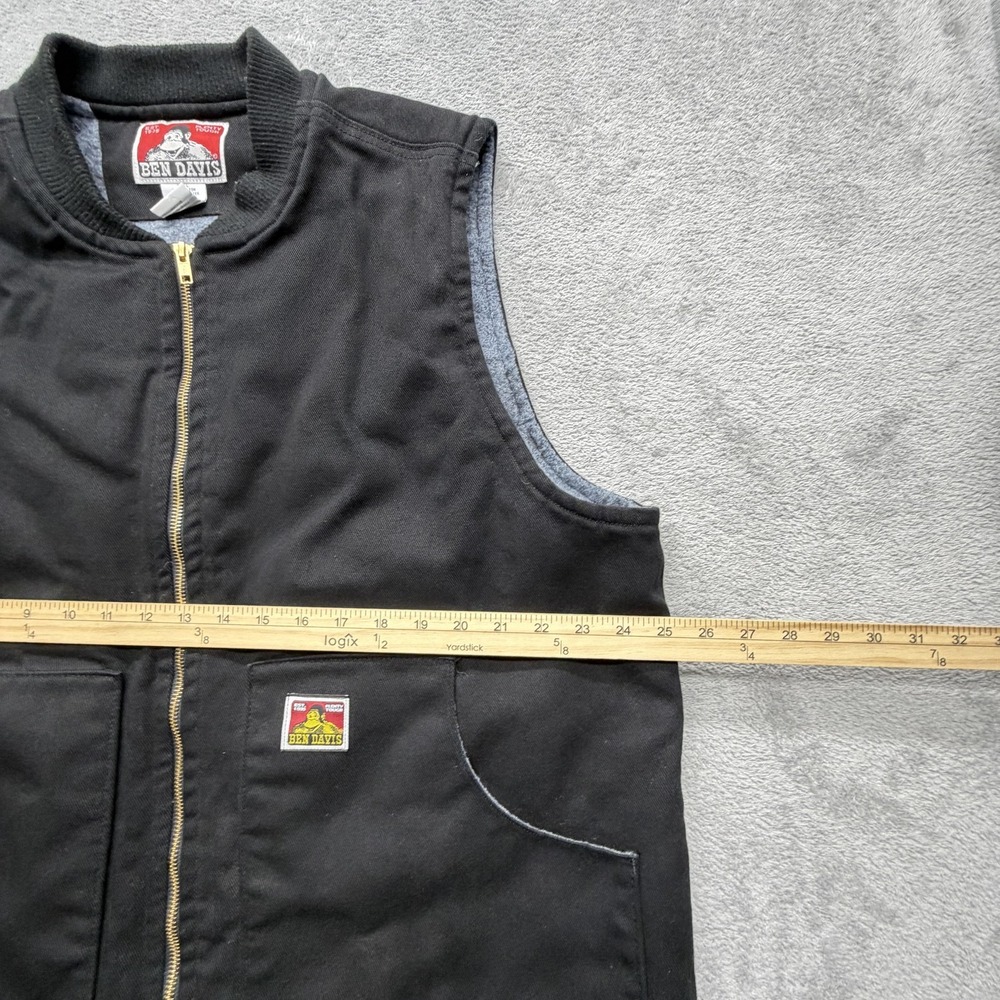 Ben Davis Vest Mens XL Black Twill Lined Full Zip Pockets Workwear Ribbed Collar - Picture 5 of 7